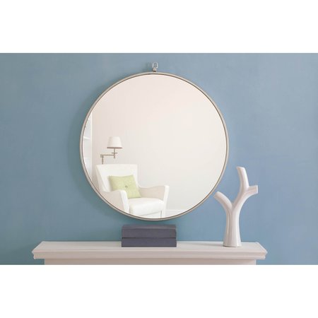 Elegant Decor Metal Frame Round Mirror With Decorative Hook 28 Inch Silver Finish MR4056S